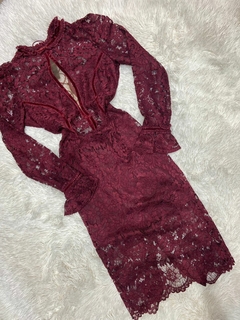 Vestido Midi Marsala Renda DM