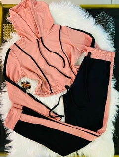 Conjunto Longo Preto Rosa MR