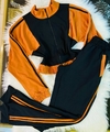 Conjunto Longo Preto Laranja MR