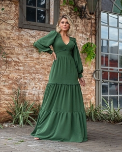 Vestido Longo Verde Manga MA