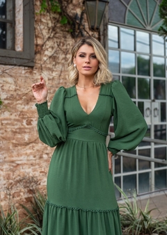 Vestido Longo Verde Manga MA - comprar online