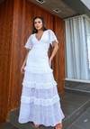 Vestido Longo Branco Lese Babado MA