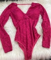 Body Rosa Pink Renda Manga FL