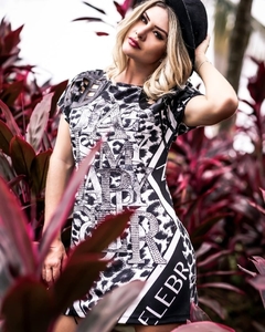 Vestido Preto Estampado Termo VL - comprar online