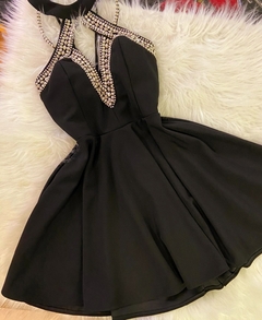 Vestido Preto Rodado Bordado J3