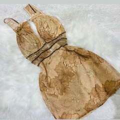 Vestido Tubinho Nude Bordado FL - comprar online