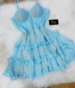 Vestido Azul Babados MB - comprar online