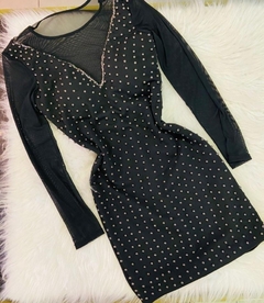 Vestido Tubinho Preto Bordado MG