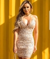 Vestido Tubinho Nude Bordado VL