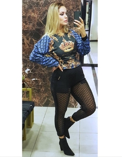 Blusa Estampada Manga Azul AV