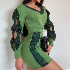 Conjunto Verde Tricô Paetês SL