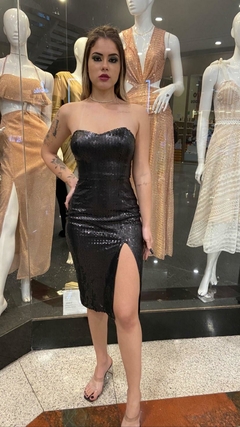 Vestido Midi Preto Paetês CL na internet