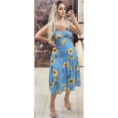 Vestido Midi Azul Girassol