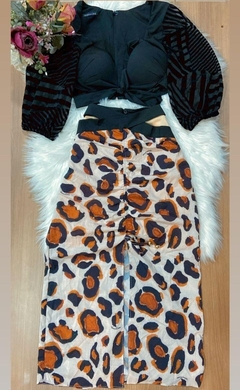 Conjunto Midi Preto Animal VL