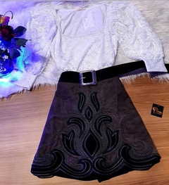 Short Saia Preto Renda Tule VL