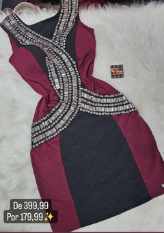 Vestido Preto Vermelho Bordado ST