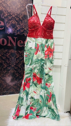 Vestido Longo Vermelho Estampado VL