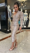 Vestido Midi Dourado Bordado VL