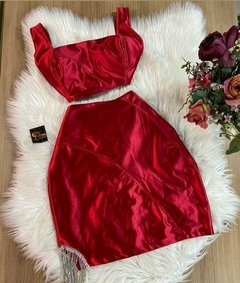 Conjunto Vermelho Brilho Strass