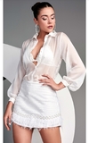 Conjunto Branco Bordado Plumas MB