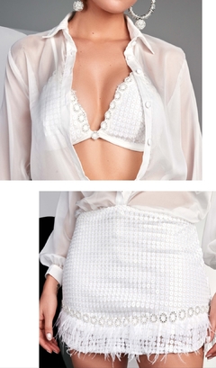 Conjunto Branco Bordado Plumas MB - The Jhones