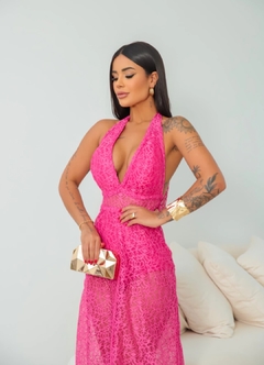 Vestido Longo Rosa Renda SL - The Jhones