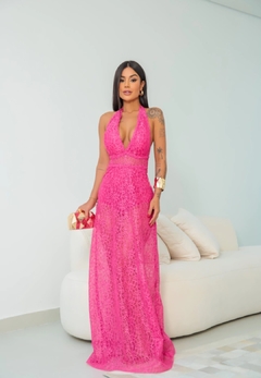 Vestido Longo Rosa Renda SL