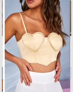 Cropped Dourado Bordado Coração MB