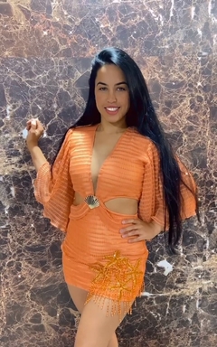 Vestido Laranja Bordado MB