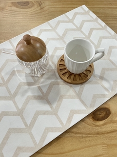 INDIVIDUAL ECOCUERO FLECHAS BEIGE