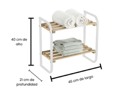 ESTANTE DOBLE P/TOALLAS BLANCO-BAMBU - comprar online