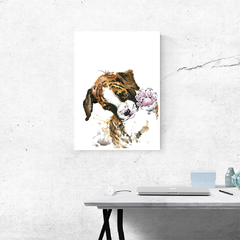 Quadro Cachorro com Flor