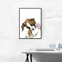 Quadro Cachorro com Flor - comprar online