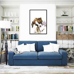 Quadro Cachorro com Flor - AW CULT - Molduras Sob Medida, Quadros Personalizadas e Molduras para Camisa