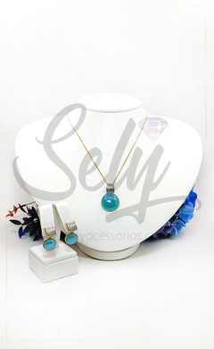 Conjunto Folheado a Ouro - Redondo Efeito Perolizado - comprar online