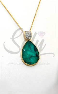 Conjunto Folheado a Ouro com Esmeralda - comprar online