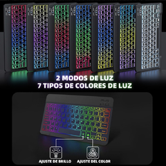 Kit de Soporte, Teclado y Mouse Luminoso Inalámbrico Bluetooth para Ipad, Tablet, PC - tienda en línea