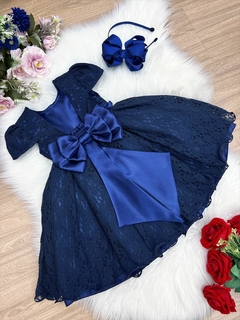 Vestido Infantil Princesa Luxo Azul Royal