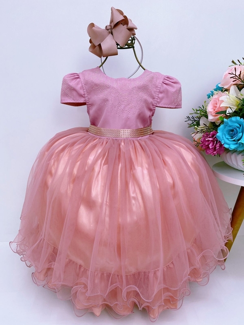 Vestido Barbie Pink Babado Luxo - Petecolá kids