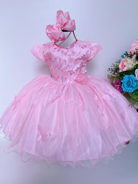 Vestido Infantil Barbie Filme Xadrez Rosa Brilho