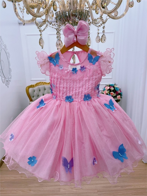 Vestido Infantil Barbie Rosa Luxuoso