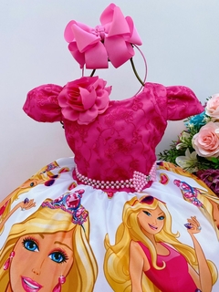 Vestido Infantil Barbie Pink Festa Luxo