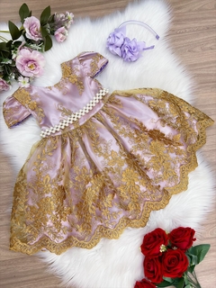 Vestido de luxo Lilás Renda Realeza princesa Sofia tamanho 2