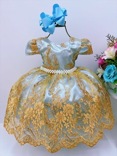 Vestido Infantil Rosa Dourado Realeza Princesa