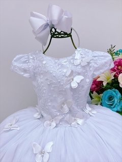 Vestido Infantil Rosa C/ Renda de Borboletas Dama Princesas