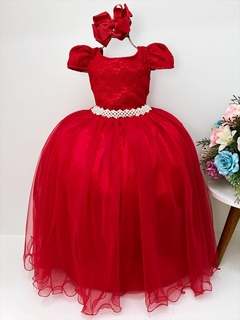 Vestido infantil Vermelho Daminha de Casamento Princesa - Vermelho