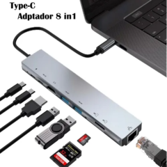 HUB USB 8 in 1 - Tipo-C-RJ45-HDMI-PD-SD 4K - comprar online