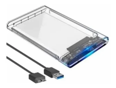 Case HD Externo 2,5 pol USB 3.0 Transparente
