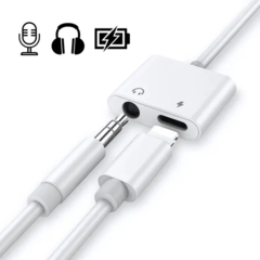 Adaptador Acezz 2 em 1 Lightning (IOS/Iphone) / Áudio P2(3,5mm) + Carregador