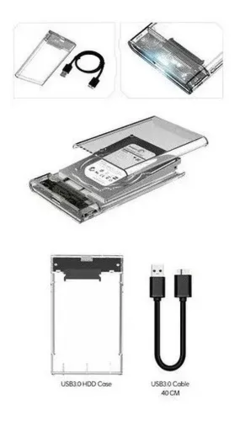 Case HD Externo 2,5 pol USB 3.0 Transparente - comprar online
